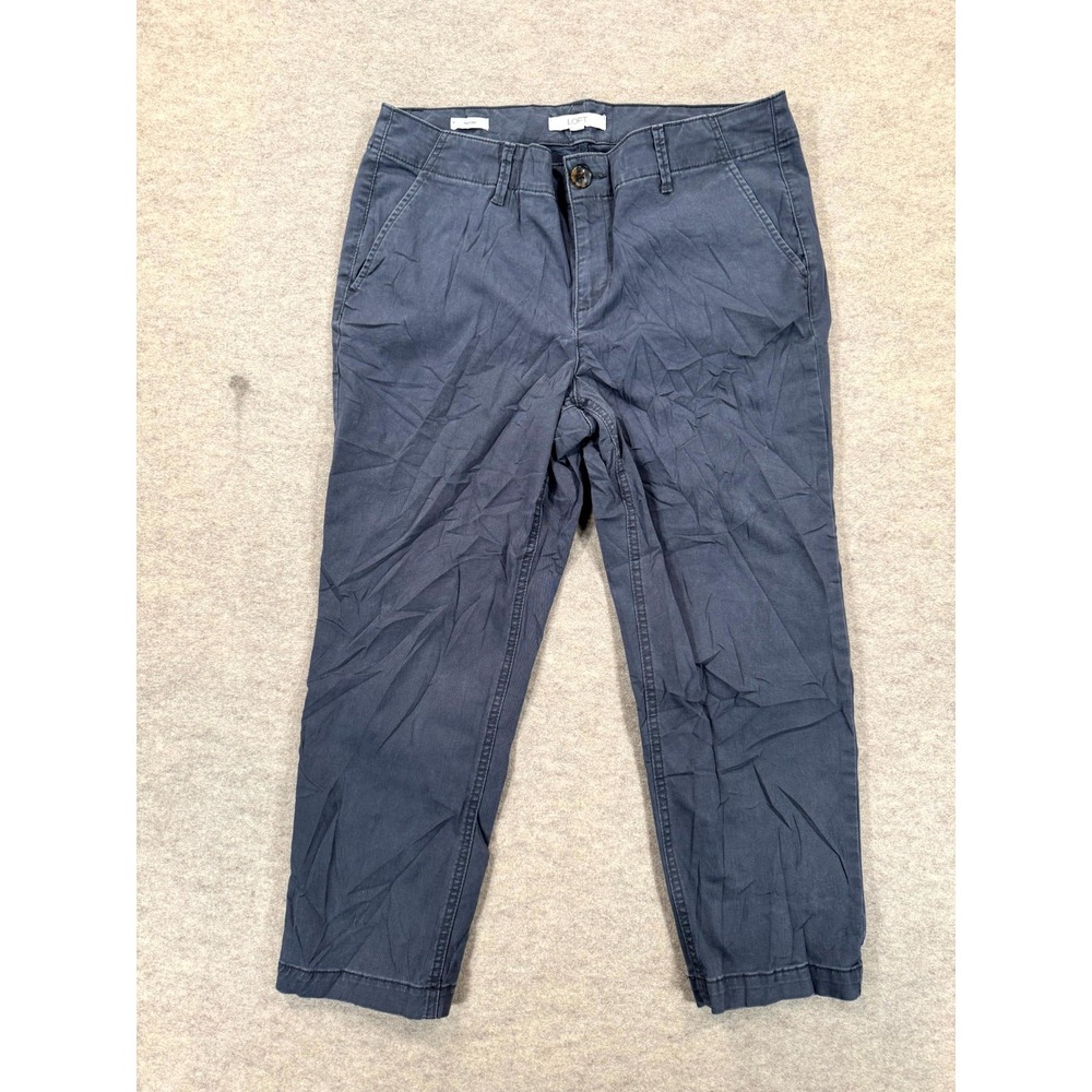 LOFT Slim Chino Pants Womens 10P Blue Stretch Cropped Flat Front Pockets Casual